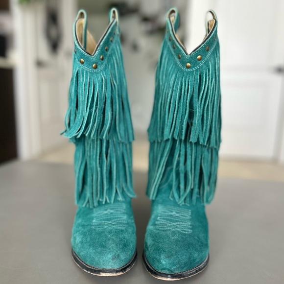 Smokey Mountain Teal Blue Fringe Cowgirl Women’s Boots Size 8.5 - Picture 10 of 14